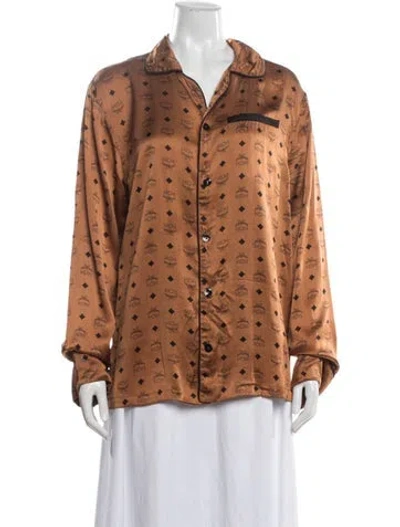 Pre-owned Mcm Silk Graphic Print Pajamas In Brown