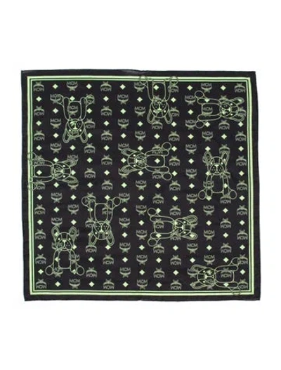 Pre-owned Mcm Silk Graphic Print Scarf In Black
