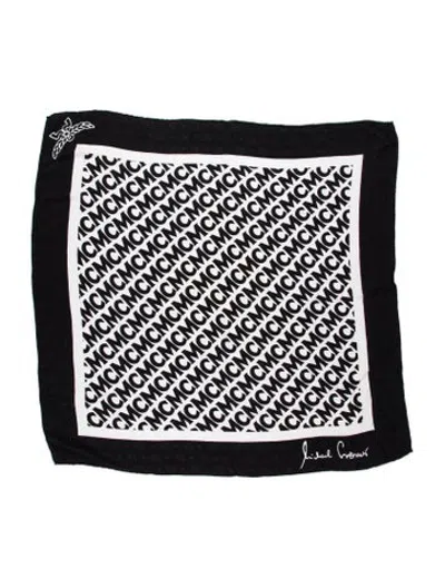Pre-owned Mcm Silk Graphic Print Scarf In Blue