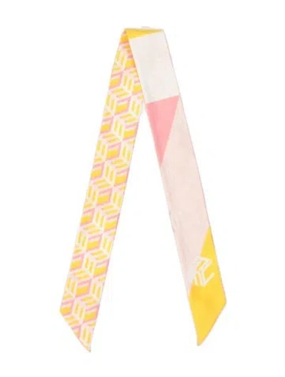 Pre-owned Mcm Silk Graphic Print Scarf In Pink