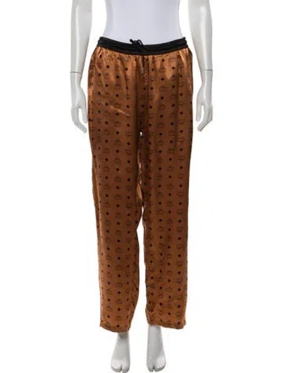 Pre-owned Mcm Silk Graphic Print Sweatpants In Brown