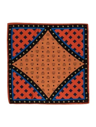 Pre-owned Mcm Silk Printed Scarf In Orange