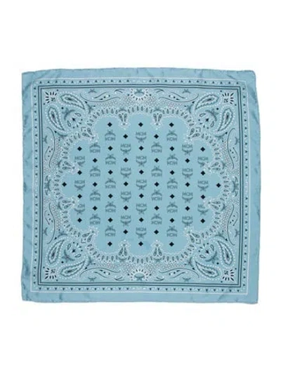 Pre-owned Mcm Silk Visetos Scarf In Blue