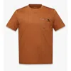 Mcm Silket Logo T-shirt W/ Zip Pocket In Brown
