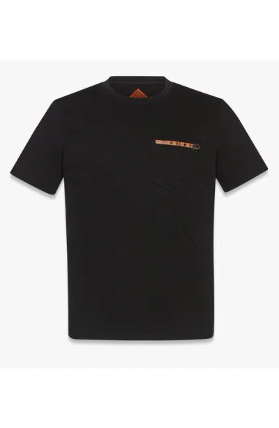 Mcm Silket Logo T-shirt With Zip Pocket In Black