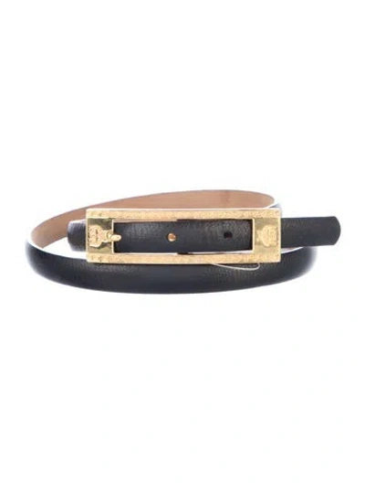 Pre-owned Mcm Skinny Leather Belt In Black