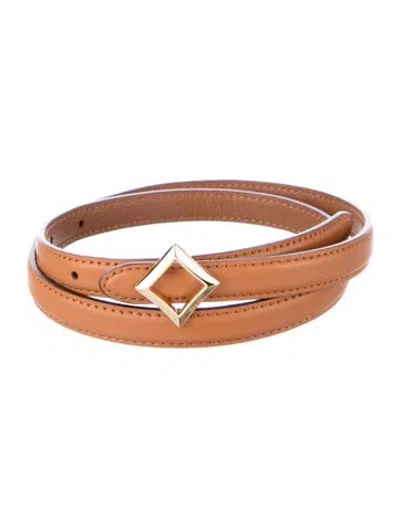 Pre-owned Mcm Skinny Leather Belt Kit In Brown