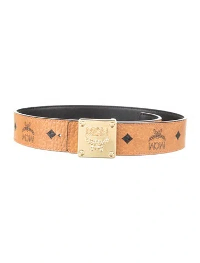 Pre-owned Mcm Skinny Leather Trim Embellishment Belt W/ Tags In Brown