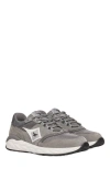 Mcm Skywander Lo Sneakers In Calf Suede And Leather In Ice Grey