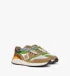 Mcm Skywander Lo Sneakers In Calf Suede Leather In Beige Green