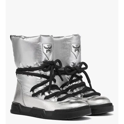 Mcm Skyward Ankle Boots In Metallic Calf Leather In Silver