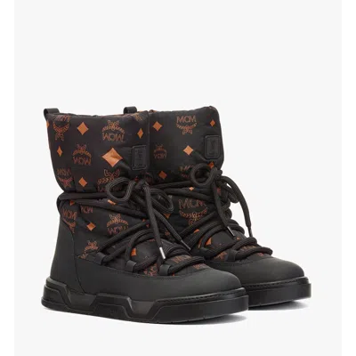 Mcm Skyward Hi Sneaker Boot In Monogram Nylon In Black