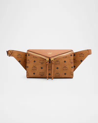 Mcm Small 3d Diamond Visetos Belt Bag In Cognac