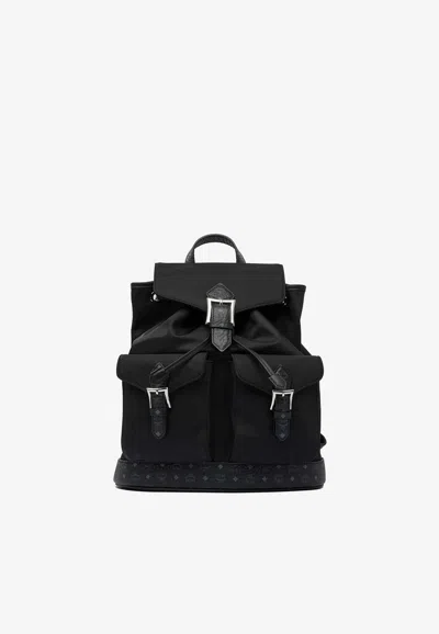 Mcm Small Aren Buckle Backpack In Black