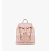 Mcm Small Aren Drawstring Backpack In Maxi Monogram Leather In Pink