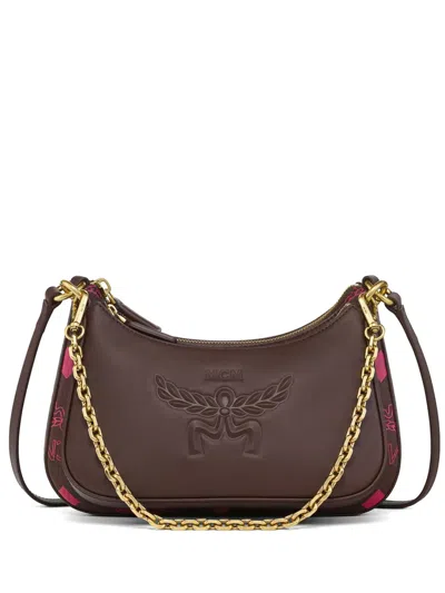 Mcm Small Aren Duo Maxi Visetos Shoulder Bag In Brown