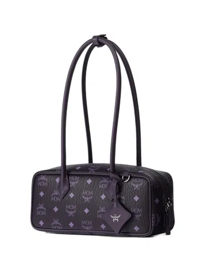 Mcm Small Aren East West Visetos Shoulder Bag In Orange
