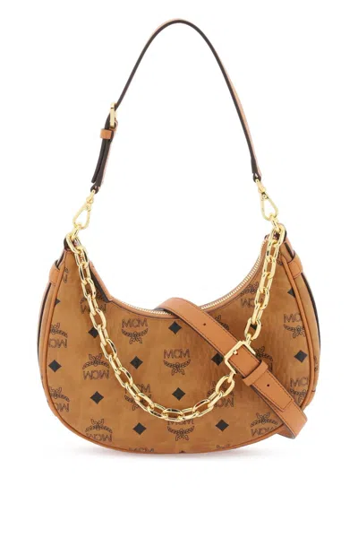 Mcm Small Aren Hobo Shoulder Bag In Brown