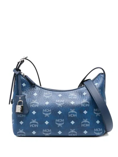 Mcm Small Aren Satchel Bag In Blue