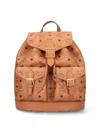 Mcm Small Brown Visetos Backpack With Leather Accents In Brown