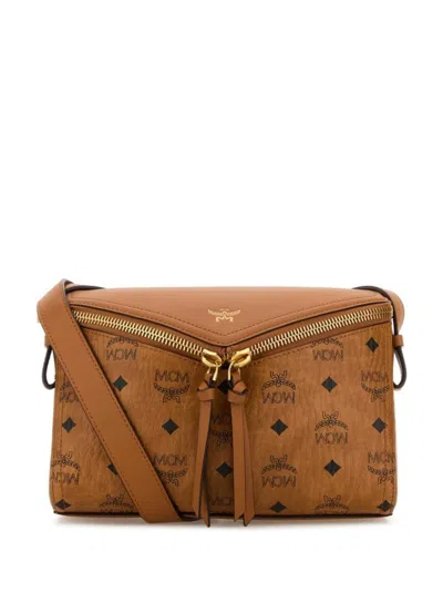 Mcm Printed Canvas Diamant 3d Crossbody Bag In Cognac