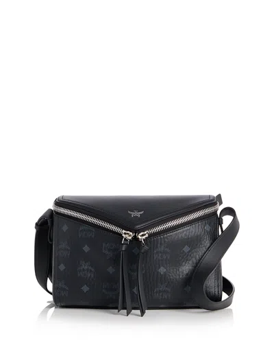 Mcm Small Diamant 3d Visetos Shoulder Bag In Black