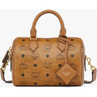 Mcm Small Ella Boston Bag In Brown