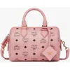 Mcm Small Ella Boston Bag In Pink