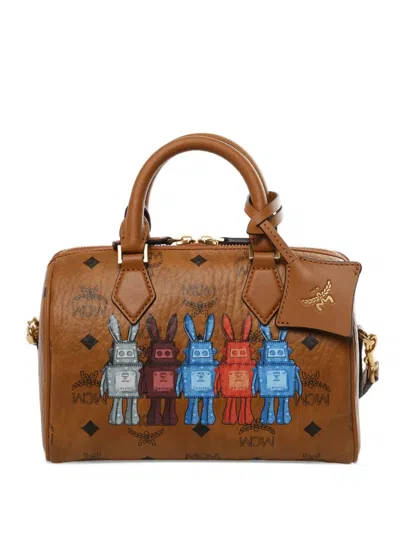 Mcm Small Ella Vi Boston Top Handle Tote Bag In Brown