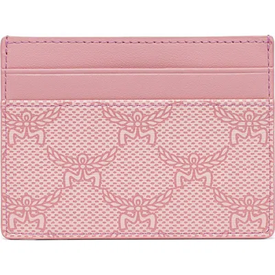 Mcm Small Himmel Lauretos Coated Canvas Card Case In Pink