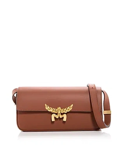 Mcm Small Himmel Leather Shoulder Bag In Coconut Brown
