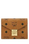 Mcm Patricia Visetos Trifold Wallet In Cognac In Printed