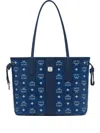 Mcm Small Liz Monogram Tote Bag In Blue