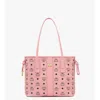 Mcm Small Liz Shopper In Visetos In Pink