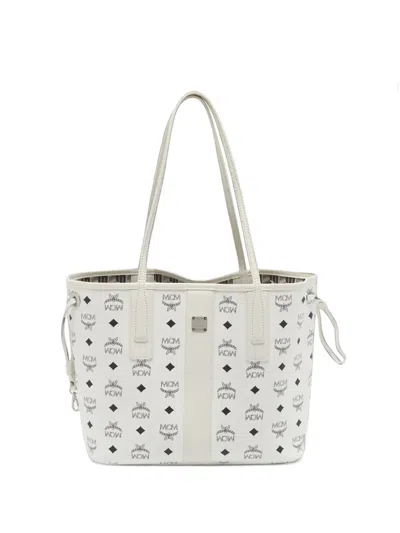 Pre-owned Mcm Small Liz Visetos Printed Tote Bag In White