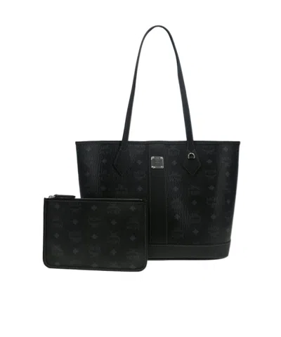 Mcm Small Logo-print Tote Bag In Black