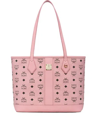 Mcm Small Logo-print Tote Bag In Pink