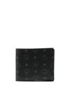 Mcm Small Monogram-print Bi-fold Wallet In Black