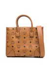 Mcm Small München Tote Bag In Brown