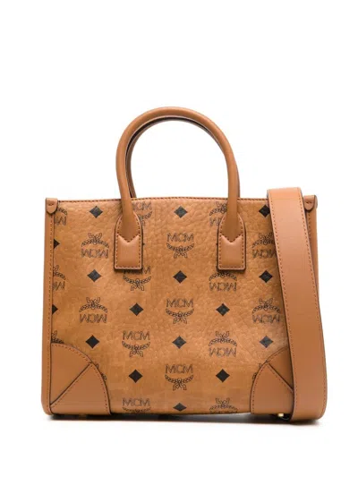 Mcm Small München Tote Bag In Brown