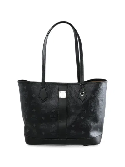Mcm Small New Liz Monogram-print Tote Bag In Black