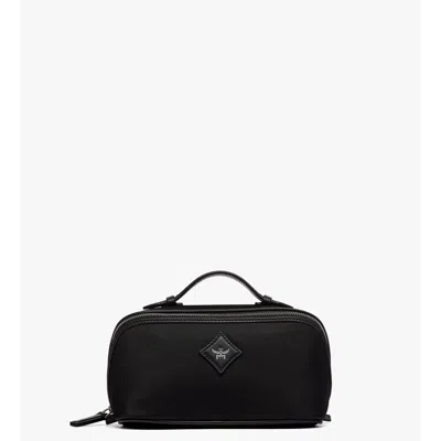 Mcm Small Ottomar Toiletry Bag In Econyl And Leather In Black