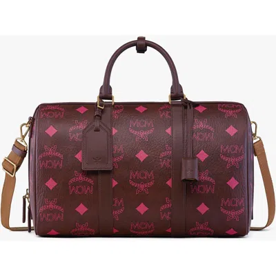 Mcm Small Ottomar Maxi Visetos Weekender Bag In Brown