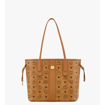 Mcm Small Reversible Liz Shopper In Visetos In Brown