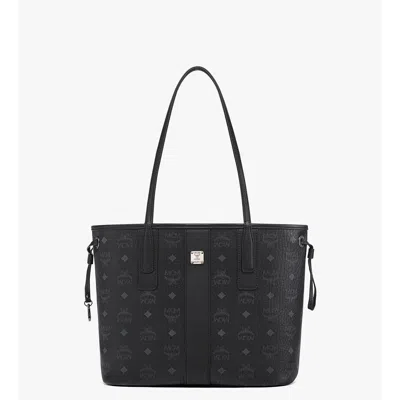 Mcm Small Reversible Liz Shopper In Visetos In Black