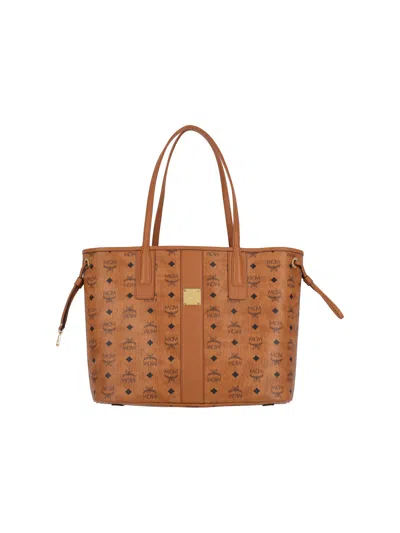 Mcm Small Reversible Tote Bag Liz In Brown