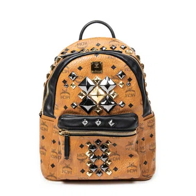 Mcm Small Stark Front Studded Backpack In Metallic