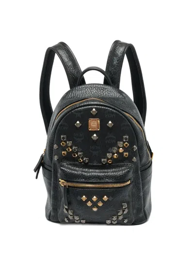 Pre-owned Mcm Small Stark Studded Backpack In Black