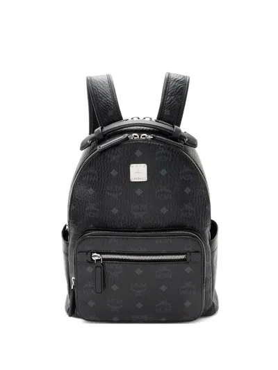 Pre-owned Mcm Small Stark Visetos Backpack In Black