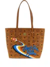 Mcm Small Toni Visetos-monogram Canvas Tote Bag In Brown